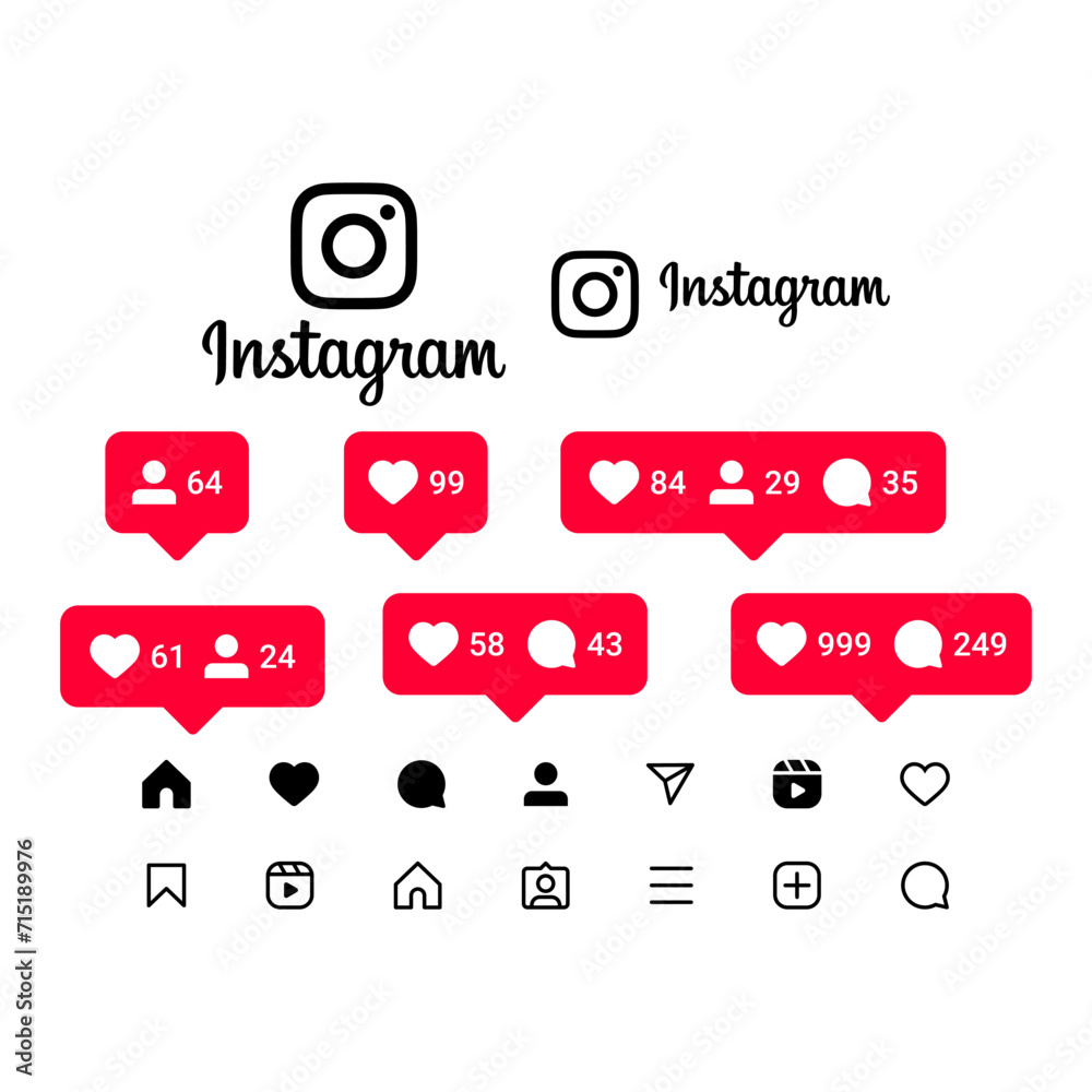 Instagram icons collection set. social media icon like, comment, share ...