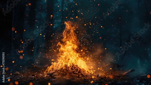 The pounding bline ignites a blazing bonfire illuminating the night and sparking an electrifying atmosphere