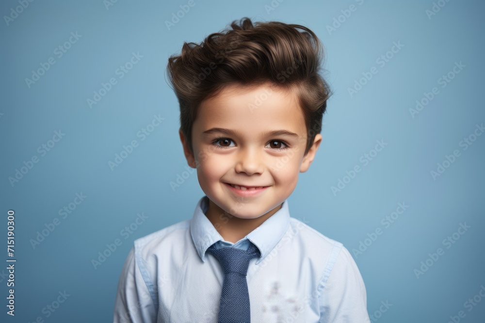 business, education and people concept - smiling little boy in shirt and tie over blue background business, education and people concept - smiling little boy in shirt and tie over blue background