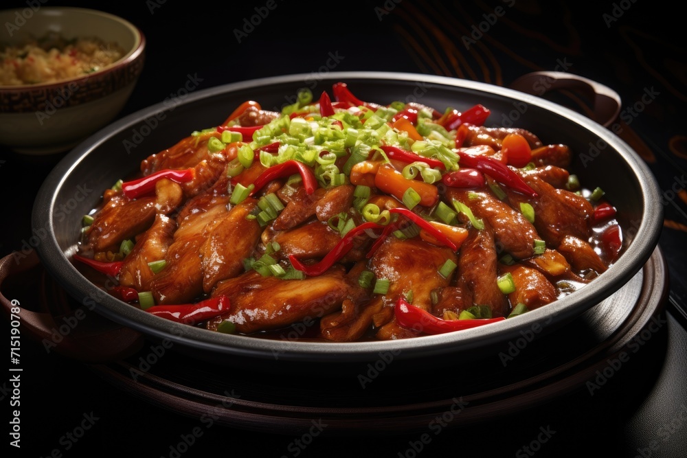 Chinese national dish, sweet and sour chicken in clay pot. Chinese national dish, sweet and sour chicken in clay pot.