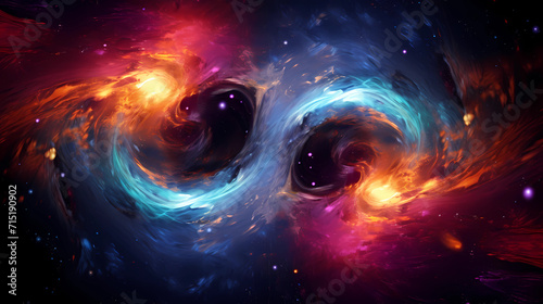 Cosmic Collision. Dazzling Dance of Galaxies Unveiling the Vast Splendor of the Universe. Theme of space.
