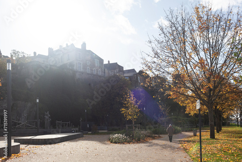 Autumn view on a park at Angers, Loire Valley, western France