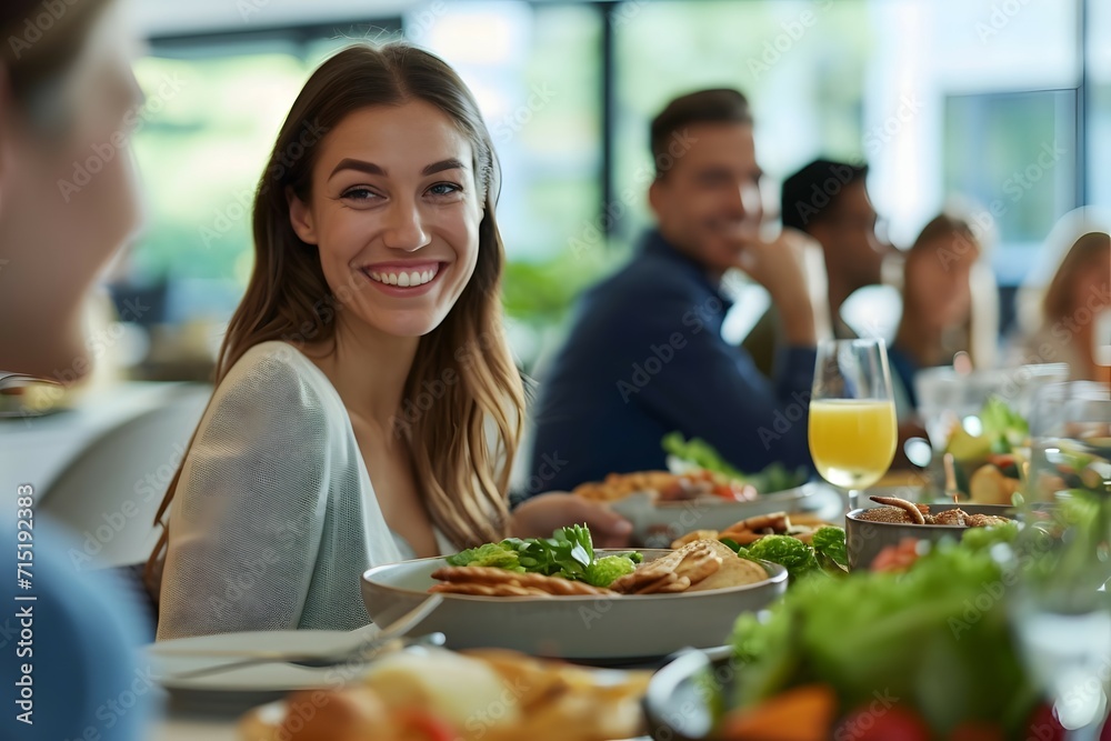 Employees enjoying a office Employee Appreciation Day buffet