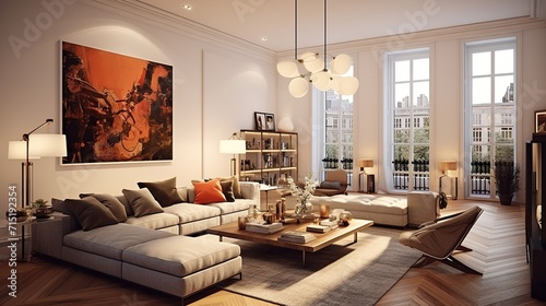 Modern living room interior design 