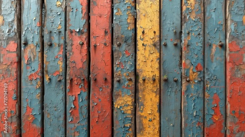 Old wooden boards with paint that has long since peeled off. top view.