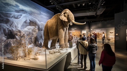 Marvel at the lifelike depiction of a 3D-rendered ice age landscape, featuring woolly mammoths, saber-toothed cats, and other extinct megafauna. photo