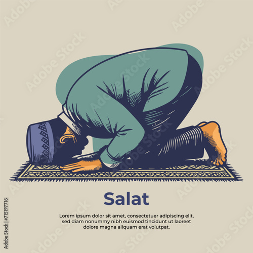Hand drawn salat illustration