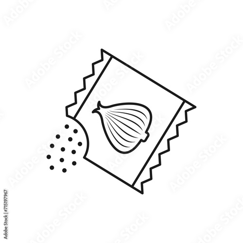 Onion or garlic powder sachet icon line style isolated on white background. Vector illustration