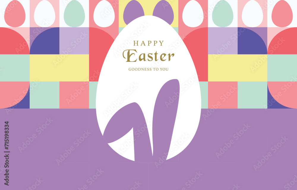 Fototapeta premium Easter day background for horizontal banner design with geometric style
