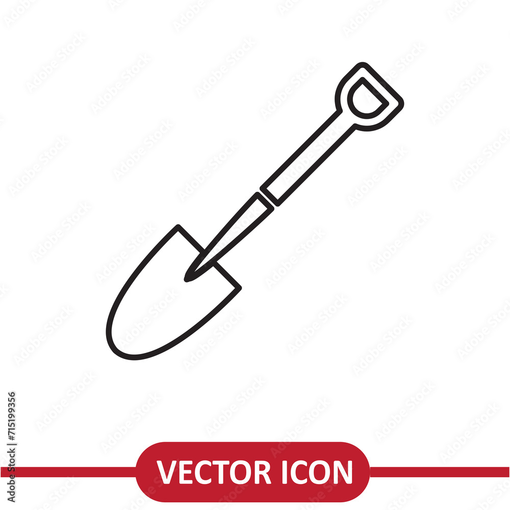 Shovel Icon. Gardening Vector liner flat illustration on white background..eps Shovel Icon. Gardening Vector liner flat illustration on white background..eps