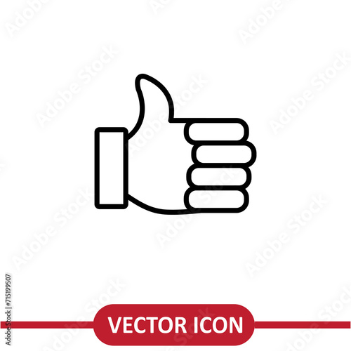 Thumb Icon. Deal or Agree Symbol flat liner illustration for Websites, Presentation on white background..eps