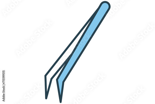 Tweezers icon. icon related eyebrow grooming and precision. flat line icon style. element illustration