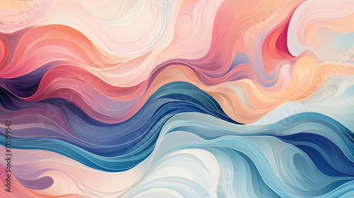 An art therapy digital pattern, flowing shapes and soothing colors providing a digital escape photo
