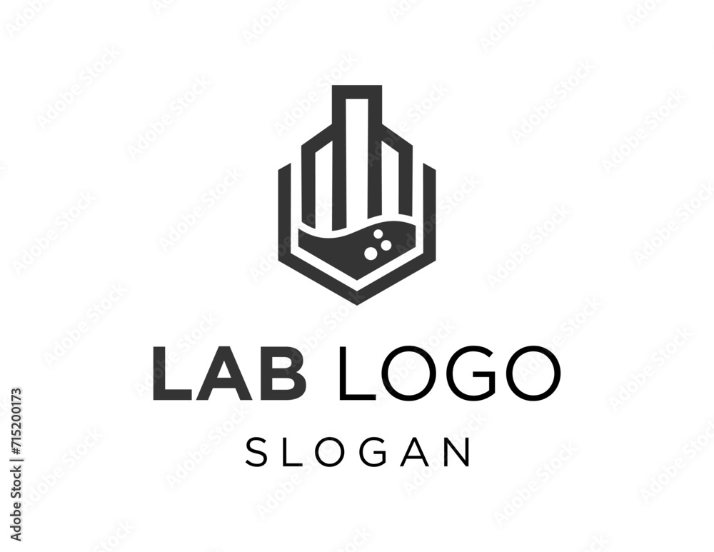 The logo design is about Lab and was created using the Corel Draw 2018 application with a white background.
