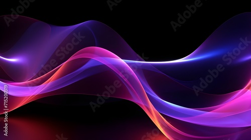 background of an abstract lights with wave texture, in the style of digital neon, long exposure, neon realism, whiplash curves, luminous 3d objects. Generative AI.