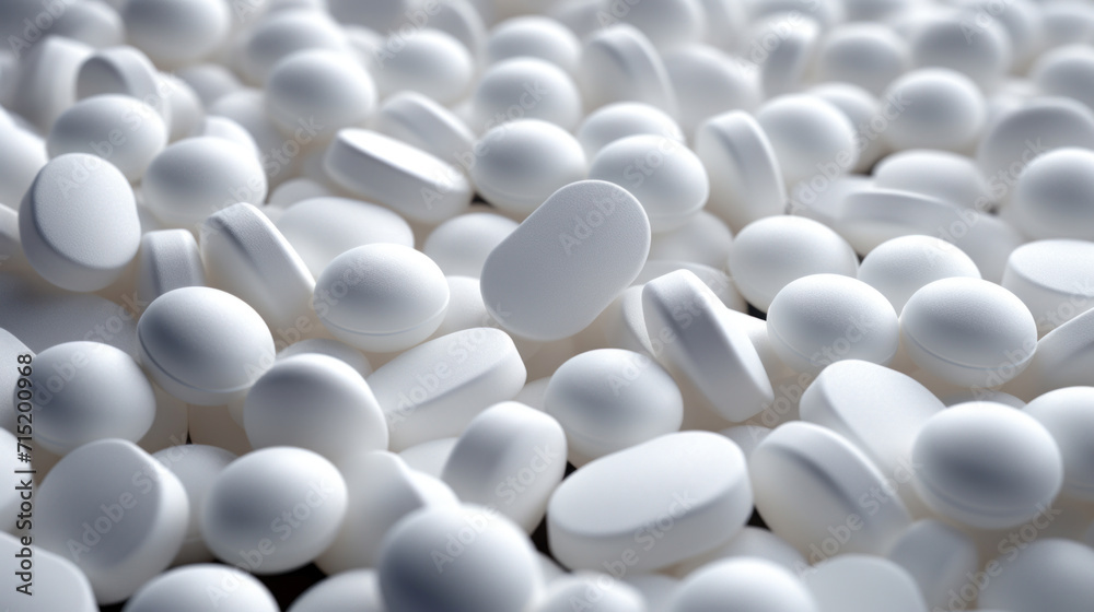 A close-up shot of a large number of white medical pills, highlighting pharmaceutical and healthcare themes. A close-up shot of a large number of white medical pills, highlighting pharmaceutical and healthcare themes.