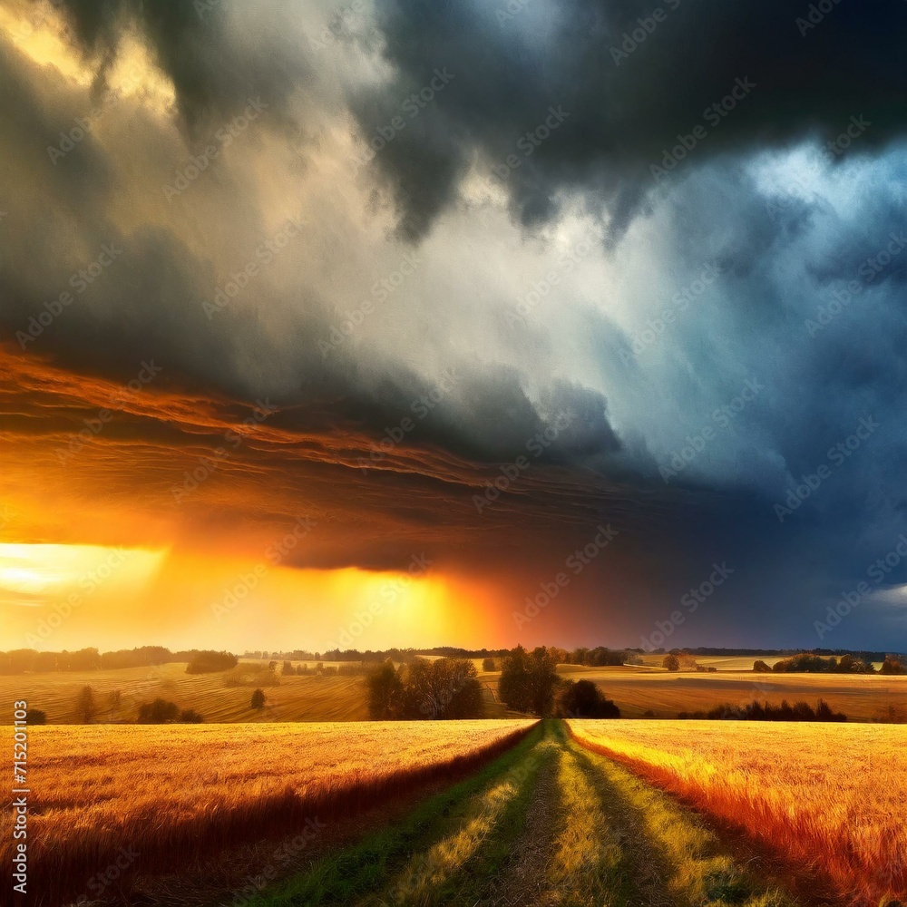 Fototapeta premium Dark Stormy clouds with lightening