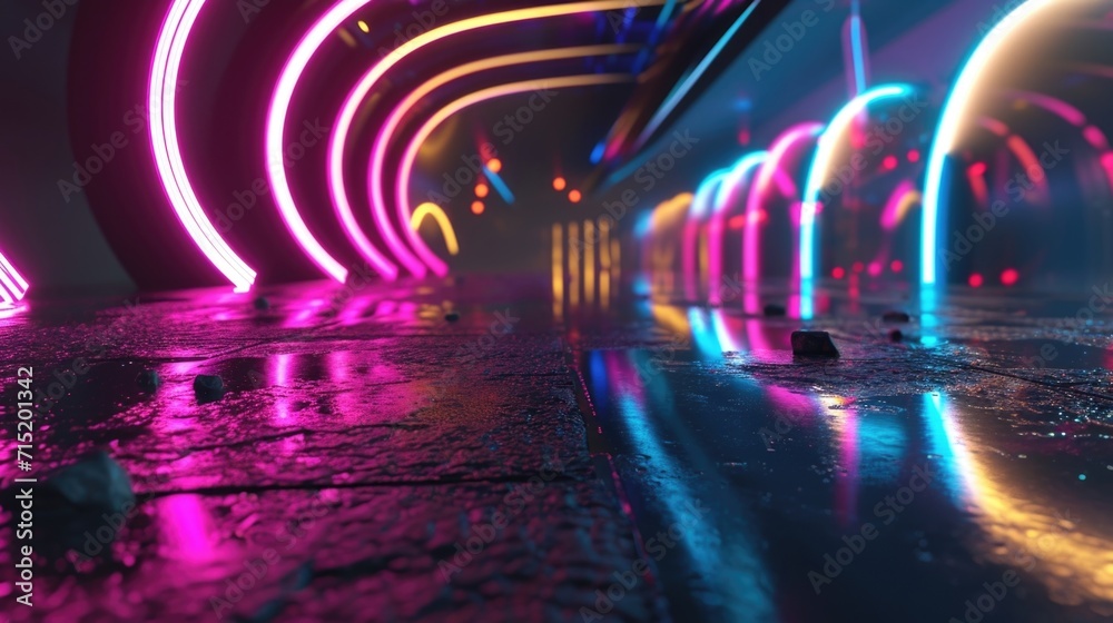 A neon waltz with lines gliding and spinning in perfect harmony