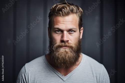 Portrait of a handsome man with long beard and moustache