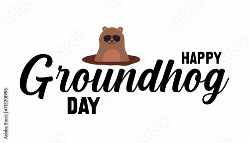 Happy Groundhog Day with cute groundhog