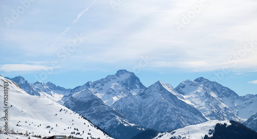 Konstfotografi Beautiful Winter Landscape With Majestic Snowy Mountains In Southeastern France