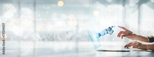 Creating a data set for AI generated to follow human-input instructions, Using artificial intelligence technology or AI comes into use in business,  Artificial intelligence and AI technology concept.