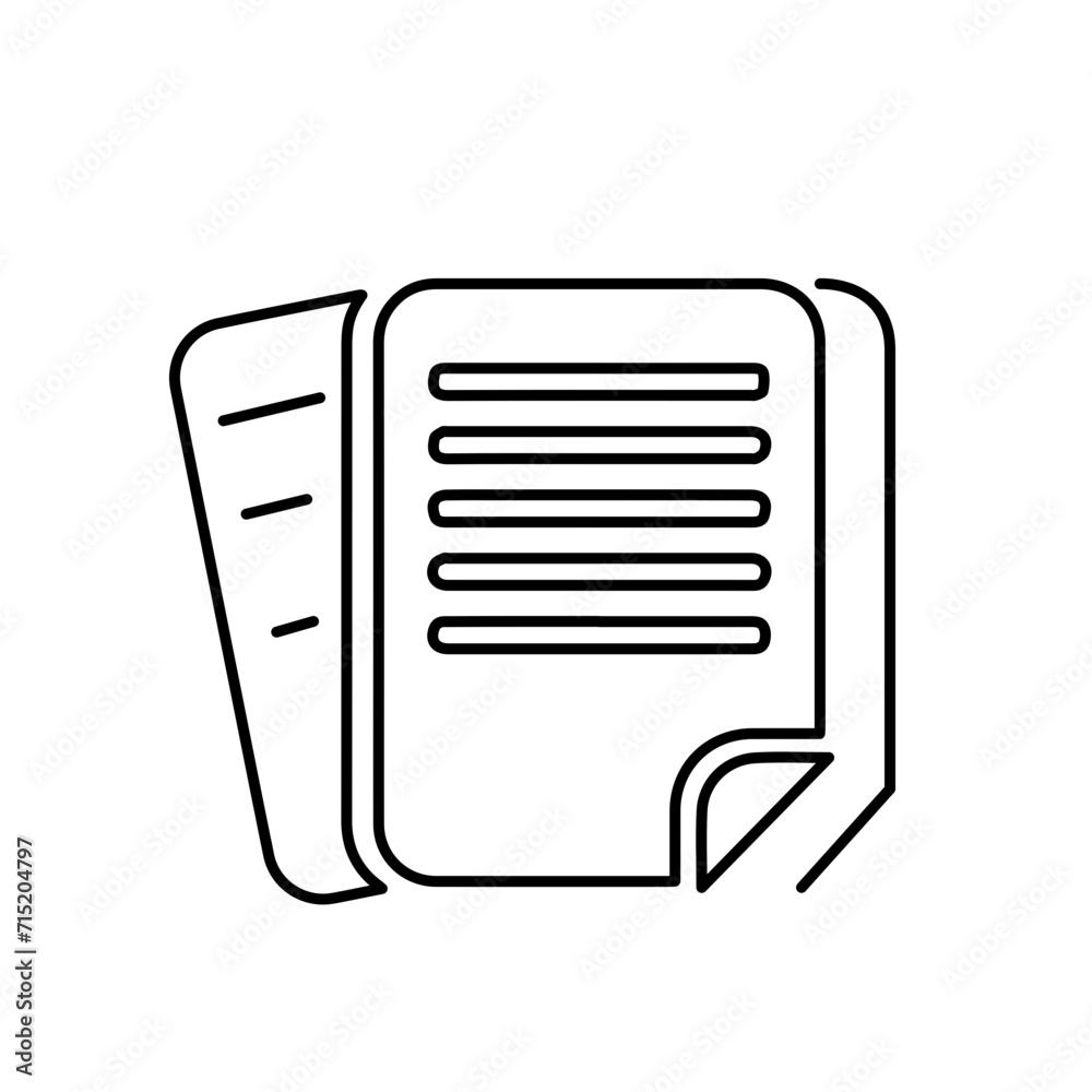 Documents line icon. Doc file page sign. Office note symbol. Quality design element. vector illustration. Documents line icon. Doc file page sign. Office note symbol. Quality design element. vector illustration.