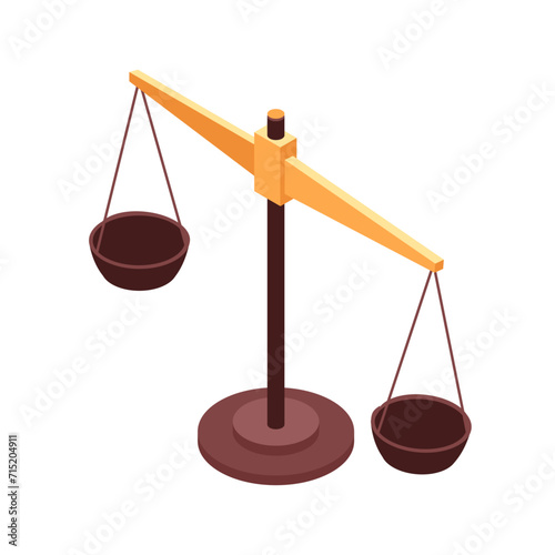 Scale Of Justice Isometric Concept and Three Dimensional Design. Balance, Law, Scales, Law illustrations.