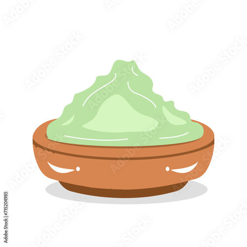 Wasabi sauce in bowl. Vector illustration isolated on white background. simple and clean