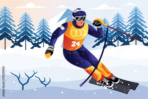 Alpine Skiing Sport Illustration (ID: 715205155)