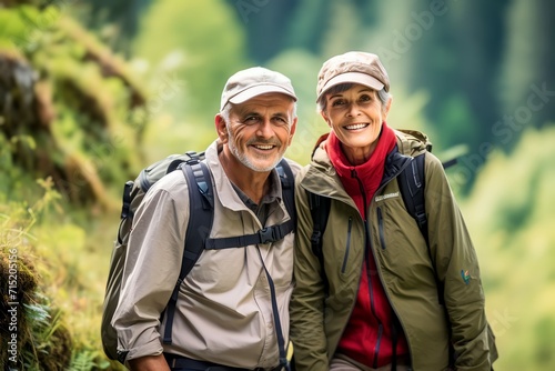 A senior couple vacation in the forest