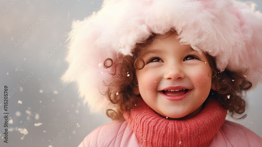 Cute little girl wearing red Santa hat and smiling. Christmas and New Year concept. Copy space. Cute little girl wearing red Santa hat and smiling. Christmas and New Year concept. Copy space.