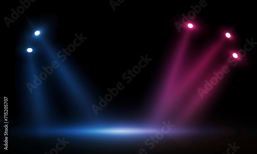 Colorful lights on the stage light floodlights vector design.