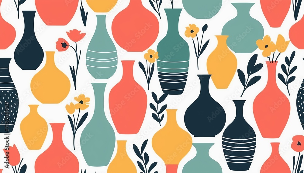 Seamless Vase Pattern: A Unique Hand Drawn Illustration Seamless Vase Pattern: A Unique Hand Drawn Illustration