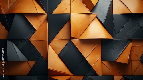 Black and gold squares and triangles background.