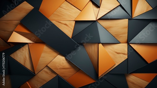 Black and gold squares and triangles background.