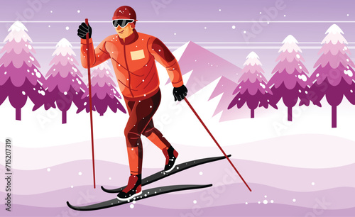 Cross Country Skiing Illustration (ID: 715207319)