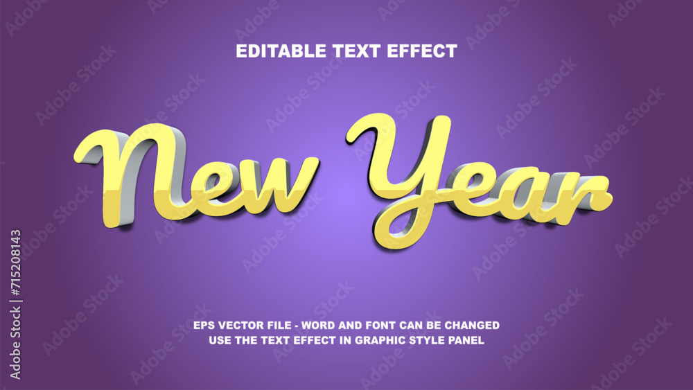 Editable Text Effect New Year 3D Vector Template