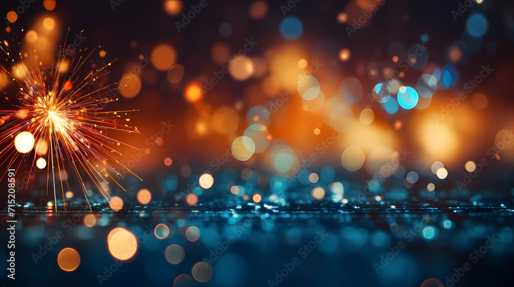 Fototapeta premium Beautiful creative holiday background with fireworks and sparkles