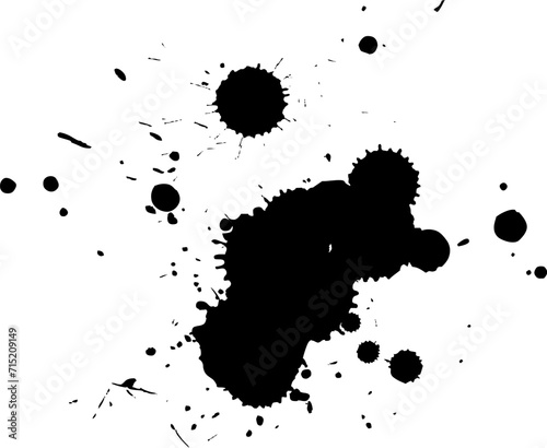 black dropped watercolor splatter splash on white background