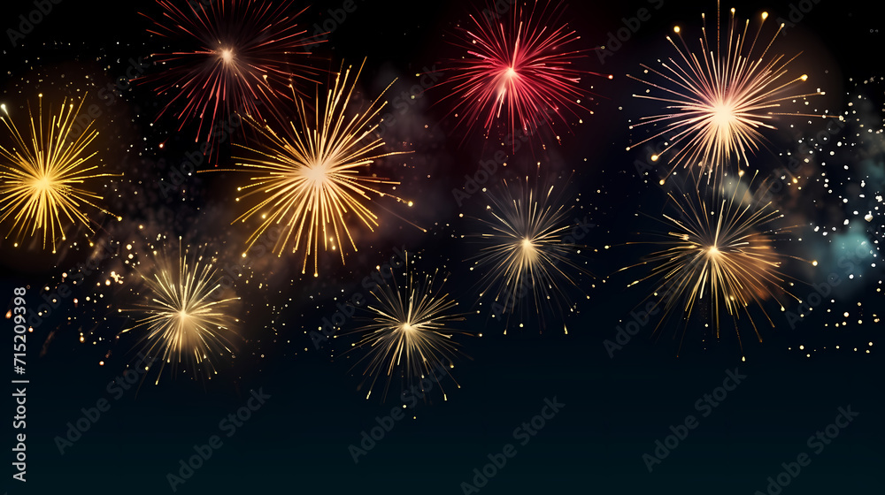 Naklejka premium Beautiful creative holiday background with fireworks and sparkles