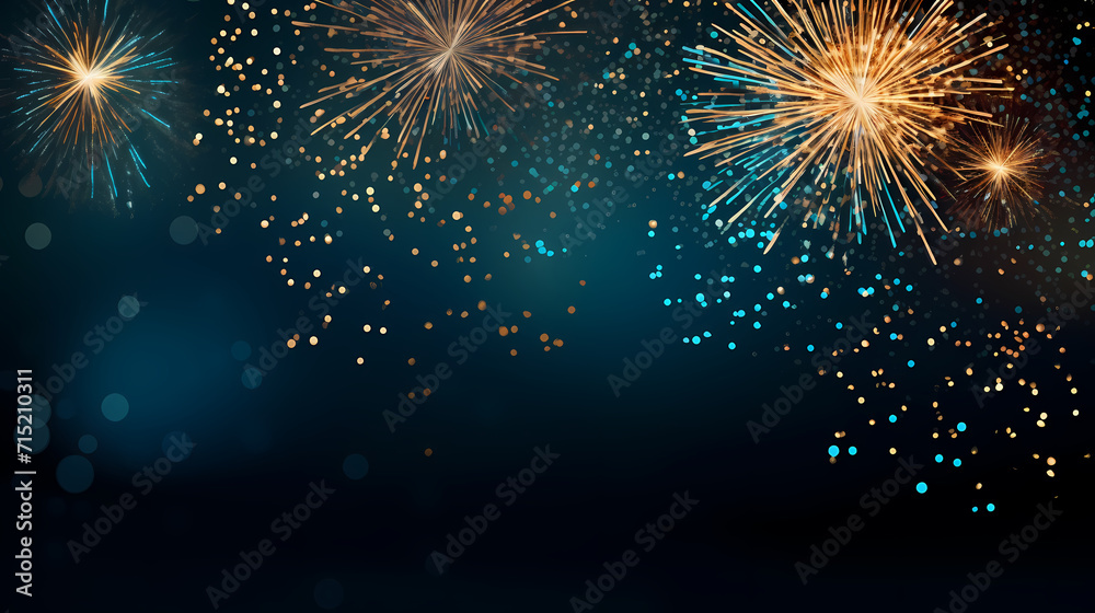 Fototapeta premium Beautiful creative holiday background with fireworks and sparkles