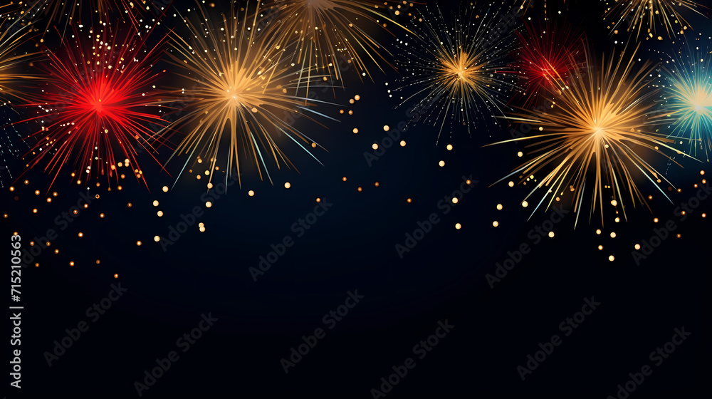 Obraz premium Beautiful creative holiday background with fireworks and sparkles