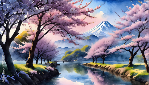 Enchanting Cherry Blossoms: A Spring Symphony of Nature's Artistry.(Generative AI) 