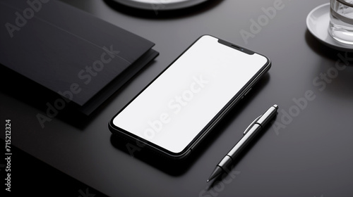 Mobile phone on desk and notebook and pen to plan at work