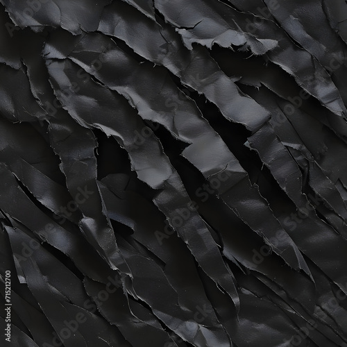 Close-up photograph of torn black paper arranged in the shape of an animal claw, evoking a sense of mystery and intrigue. photo