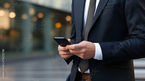 Mobile Mastery in the Office: Businessman Engaged with Smartphone
