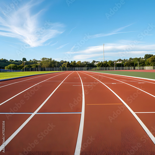 A close-up shot of a pristine and freshly prepared running track with a smooth surface, inviting runners to start their training or race.