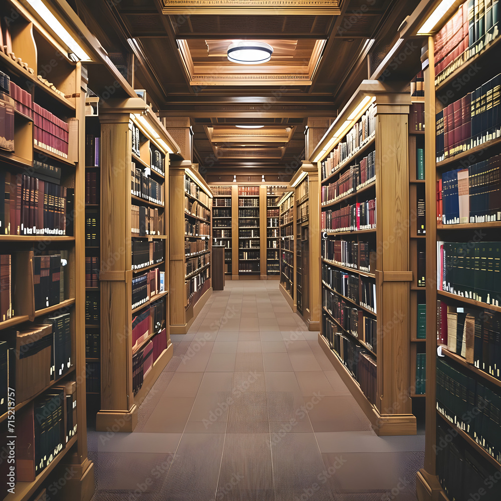Rows of books and legal references fill a law library in a prestigious law firm, exuding a scholarly and professional ambiance. Rows of books and legal references fill a law library in a prestigious law firm, exuding a scholarly and professional ambiance.