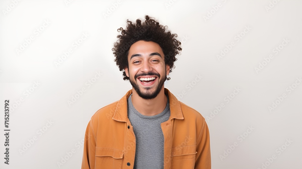 Fototapeta premium A person in casual clothing with a joyful expression , person, casual clothing, joyful expression